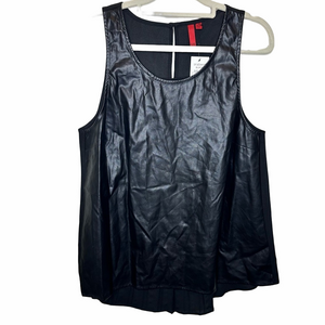 NWT 5/48 Black Faux Leather Blouse Size Medium